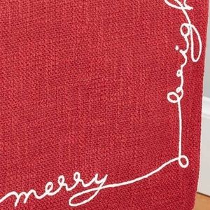 Merry, Bright, Joy Embroidered Cotton Table Runner, 18x108